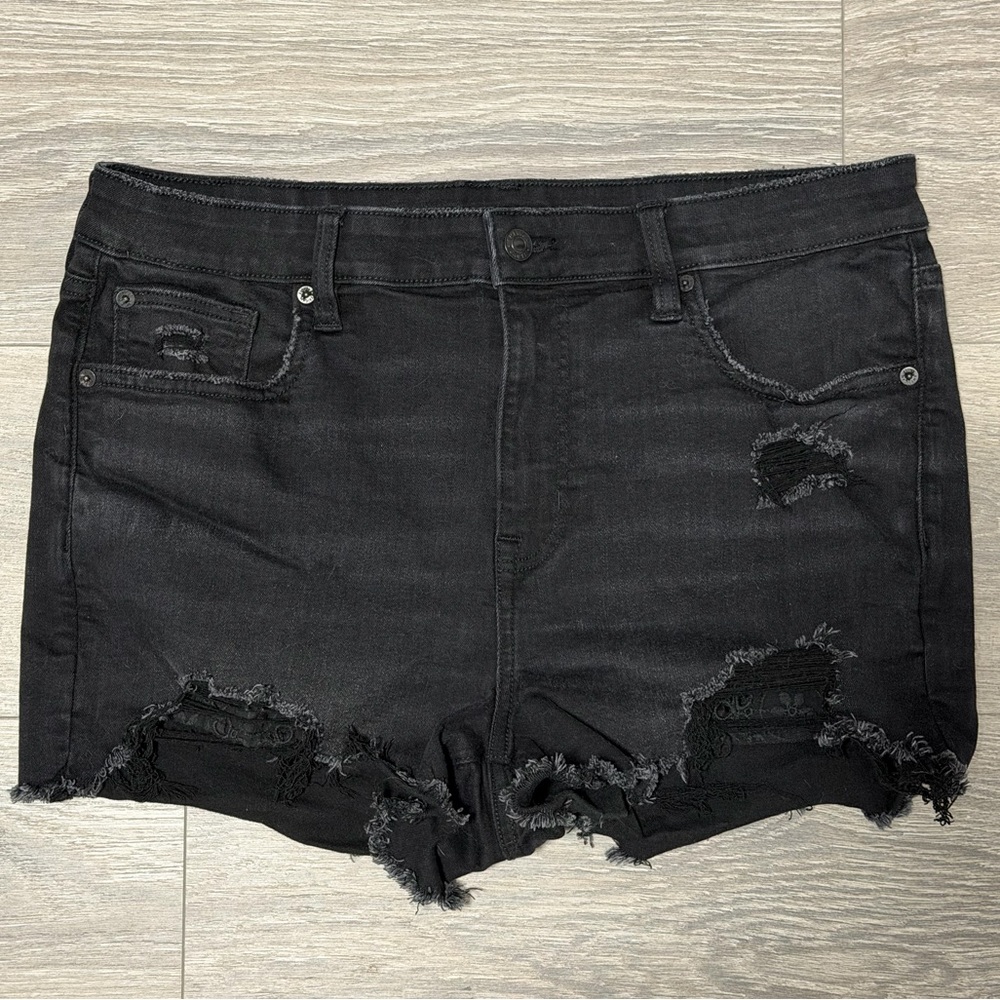 American Eagle Distressed Black Denim Shorts